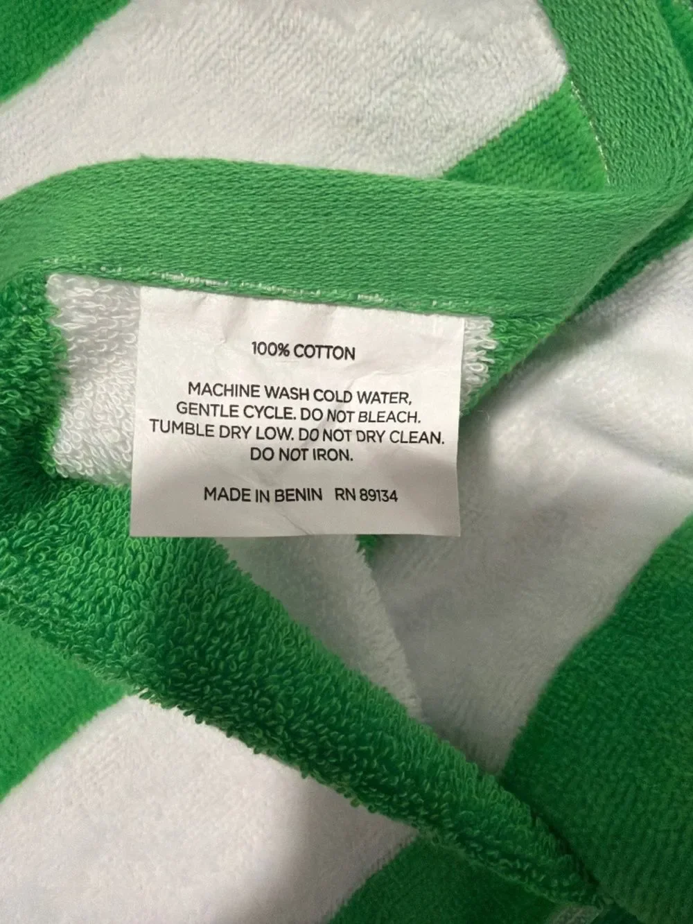Kelly Green White Cabana Stripe Large Cotton Beach Towel